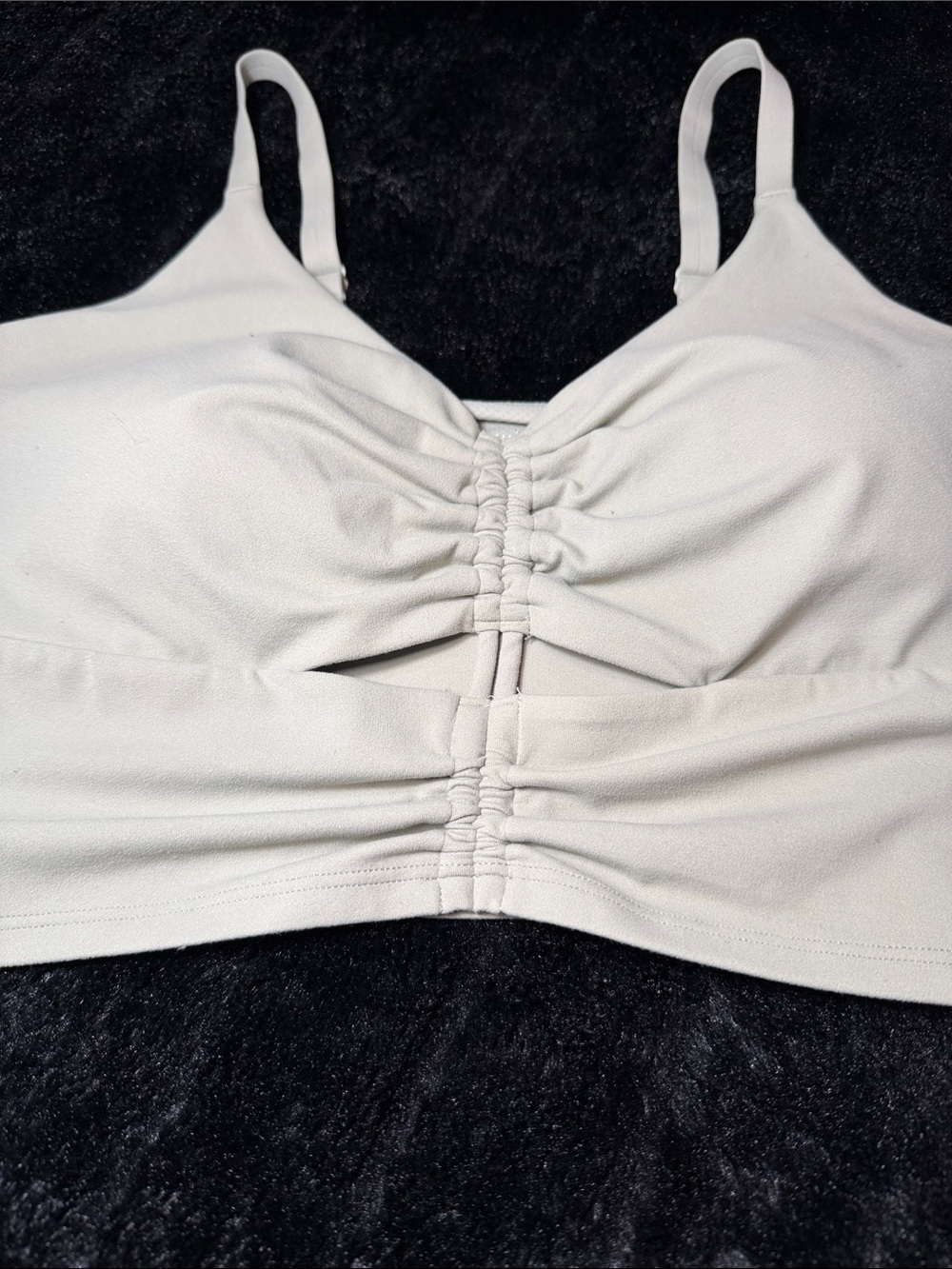 Athleta Cinch Longline Bra A-C Gray Powervita Ruched Front Medium - Picture 10 of 10
